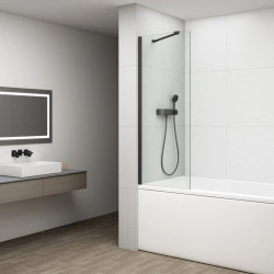Polysan Fisa 150x60 cm pare-baignoire fixe verre transparent, avec profilés, barre de stabilisation, chrome brillant (FS1062C)