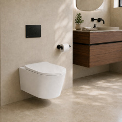 Pack WC bâti ECO 2L Swiss Aqua Technologies + WC suspendu sans bride Ceramia + plaque noir (STECE14WT02-FR)
