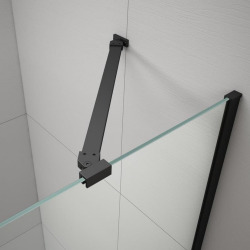 Polysan Fisa 150x80 cm pare-baignoire fixe verre transparent, avec profilés, barre de stabilisation, noir mat (FS1082N)