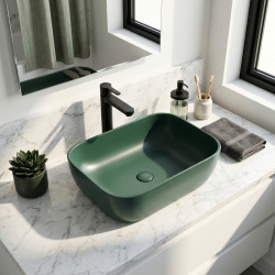 Infinitio Vasque à poser 45,5 x 32,5 x 13,5 cm, sans trop-plein, Vert foncé (SATINF4532DGEM)