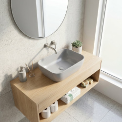 Infinitio Vasque à poser 45,5 x 32,5 x 13,5 cm, sans trop-plein, Gris (SATINF4532LGRM)