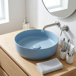 Vasque à poser Infinitio 39 x 39 x 12 cm sans trop-plein, bleu mat (SATINF3939LBLM)