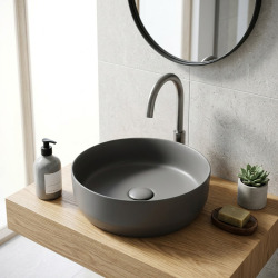 Vasque à poser Infinitio 39 x 39 x 12 cm sans trop-plein, gris mat (SATINF3939LGRM)
