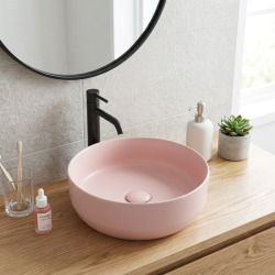 Vasque à poser Infinitio 39 x 39 x 12 cm sans trop-plein, rose mat (SATINF3939PM)
