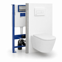 Pack WC bâti-support sol-mur + WC suspendu sans bride + abattant SoftClose + plaque blanche (VCNCETOR2)
