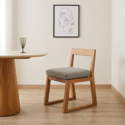 Chaise de table extérieur en teck massif, 50x59.5x79 cm, avec coussins gris perlé (NATOFCH50B)