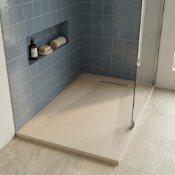 PixL 120x90 cm receveur de douche rectangulaire à poser en résine composite, surface effet pierre, moka (CERAPX12090M)