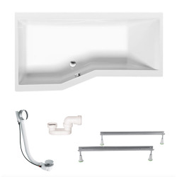 Versys 170x85 cm baignoire asymétrique en acrylique, orientation gauche, sans pieds, blanc (70111)
