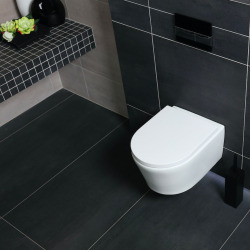 Pack WC Rapid SL + Cuvette sans bride SAT, fixations invisibles + Plaque Noir mat + Set habillage (RapidSL-SATrimless-KF0-sabo)