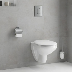 Pack WC Bâti-support Rapid SL + WC Bau Ceramic sans bride + Abattant softclose + Plaque chrome (39418000)