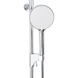 Système de douche mural thermostatique, forme ronde, 2 fonctions, entraxe 150 mm, garantie 5 ans, chrome