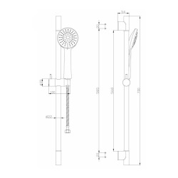 Ceramia S-Line ensemble de douche 3 fonctions longueur 70 cm, forme ronde, noir mat (SL070NEWC)