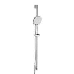 Ensemble de douche 3 fonctions aux lignes arrondies - chrome brillant - garantie 5 ans - 80 cm - chrome