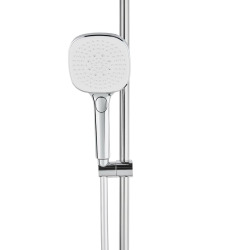 Ensemble de douche 3 fonctions aux lignes arrondies - chrome brillant - garantie 5 ans - 80 cm - chrome