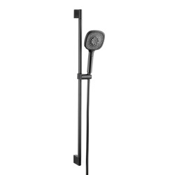 Set de douche aux lignes arrondies - 3 fonctions - 80 cm - garantie 5 ans - noir mat