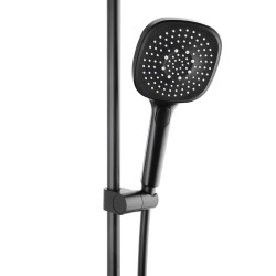 Set de douche aux lignes arrondies - 3 fonctions - 80 cm - garantie 5 ans - noir mat