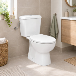 Ceramia Multi ensemble WC à poser complet sans bride en céramique, évacuation verticale, blanc (EUR960NEW)
