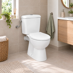 Ceramia Multi ensemble WC à poser complet sans bride en céramique, évacuation arrière, blanc (EUR660NEW)