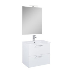 Set complet avec miroir et éclairage LED - Lea - Vasque en céramique - 61,5 cm × 55 cm × 41,7 cm - Blanc