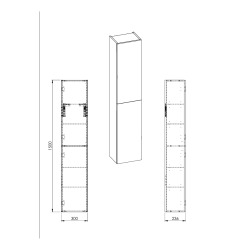 Armoire salle de bain - Lea - 30 cm × 150 cm × 23,6 cm - Cachemire