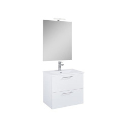 Set complet avec miroir et éclairage LED - Lea - Vasque en céramique - 61,5 cm × 55 cm × 41,7 cm - Blanc