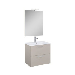 Set complet avec miroir et éclairage LED - Lea - Vasque en céramique - 61,5 cm × 55 cm × 41,7 cm - Cachemire