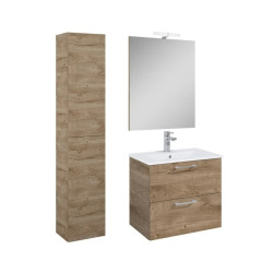 Ensemble meuble vasque avec miroir et éclairage LED + colonne 61,5 x 55 x 41,7 cm - blanc stratifié - Ceramia Lea