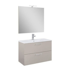 Set complet avec miroir et éclairage LED - Lea - Vasque en céramique - 81,4 cm × 55 cm × 41,7 cm - Cachemire