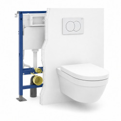 Pack WC Bâti-support autoportant DUOFIX + WC suspendu Architectura, fixations invisibles + Abattant softclose + Plaque blanche