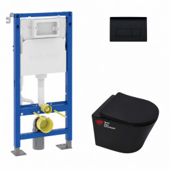Pack WC Bâti-autoportant Duofix + WC sans bride SAT avec fixations invisibles + Abattant softclose + Plaque blanche