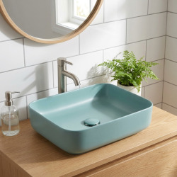 Infinitio Vasque à poser 50x39 cm, sans trop-plein, Vert mat (SATINF5039LGEM)