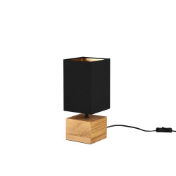 Lampe à poser 12 x 30 x 12 cm - bois naturel, noir et doré - Reality Woody