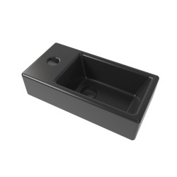Brevis Lave-mains suspendu avec trou pour robinetterie à gauche, 40,5x20,5x10,5cm, noir (SATBRE4020SLBKM)