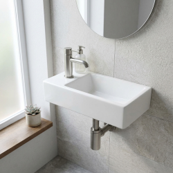 Brevis Lavabo suspendu avec trou pour robinetterie à droite, 40,5x20,5x10,5cm (SATBRE4020SR)