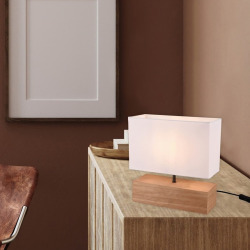 Lampe à poser 30 x 30,5 x 12 cm - bois naturel et blanc - Reality Woody