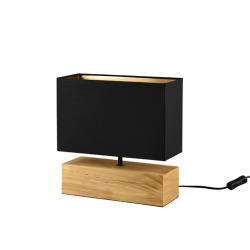 Lampe à poser 30 x 30,5 x 12 cm - bois naturel, noir et doré - Reality Woody