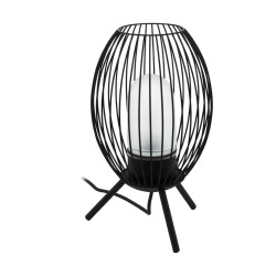 Lampe à poser extérieure Ø 26,5 x 41 cm - noir et blanc - Fusignano - Eglo
