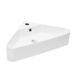 Lavabo d'angle 56 x 34 cm - blanc brillant - 1 trou de robinetterie - avec trop-plein - SAT Mood