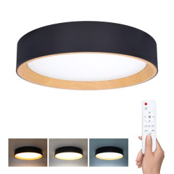 Plafonnier LED noir 48 W dimmable avec télécommande – 3360 lm, Ø 39 cm, blanc chaud à blanc froid (WO8016)
