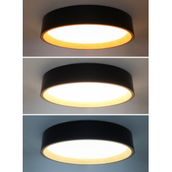 Plafonnier LED noir 48 W dimmable avec télécommande – 3360 lm, Ø 39 cm, blanc chaud à blanc froid (WO8016)