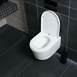Pack WC Bâti-support autoportant + WC Swiss Aqua Technologies sans bride + Plaque chrome (ProjectSATrimless-1)