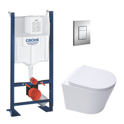 Pack WC Bâti autoportant + WC Swiss Aqua Technologies Infinitio sans bride + Plaque + Set habillage (ProjectInfinitio-1-sabo)
