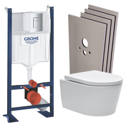 Pack WC bâti autoportant + WC Swiss Aqua Technologies sans bride + Plaque chrome + Set habillage (ProjectSATrimless-1-sabo)