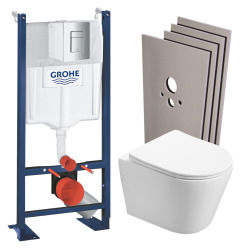 Pack WC Bâti autoportant + WC Swiss Aqua Technologies Infinitio sans bride + Plaque + Set habillage (ProjectInfinitio-1-sabo)