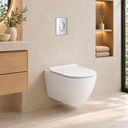 Rapid SL Pack WC bâti autoportant + WC suspendu sans bride Ceramia avec abattant SoftClose + plaque chrome (GRRCEPXWR01-FR)