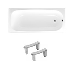 Riga 130 x 70 cm baignoire gain de place 150 L en acier émaillé, sans pieds, gauche et droite, blanc (3403-SET)