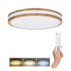 Plafonnier LED Ø 38 x 9 cm - chêne massif naturel - Woody - Solight