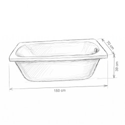 Baignoire rectangulaire EUROWA 170x70 cm acier émaillé, blanc alpin (119800010001)