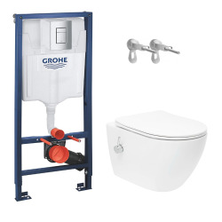 Pack bâti-support Grohe Rapid SL + WC japonais suspendu sans bride SAT avec abattant SoftClose + Plaque (GRRSTFUWR01-FR)
