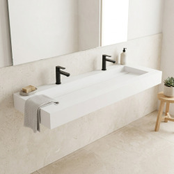 140x46 SOLID BASIN WITH HIDDEN SIPHON WHITE